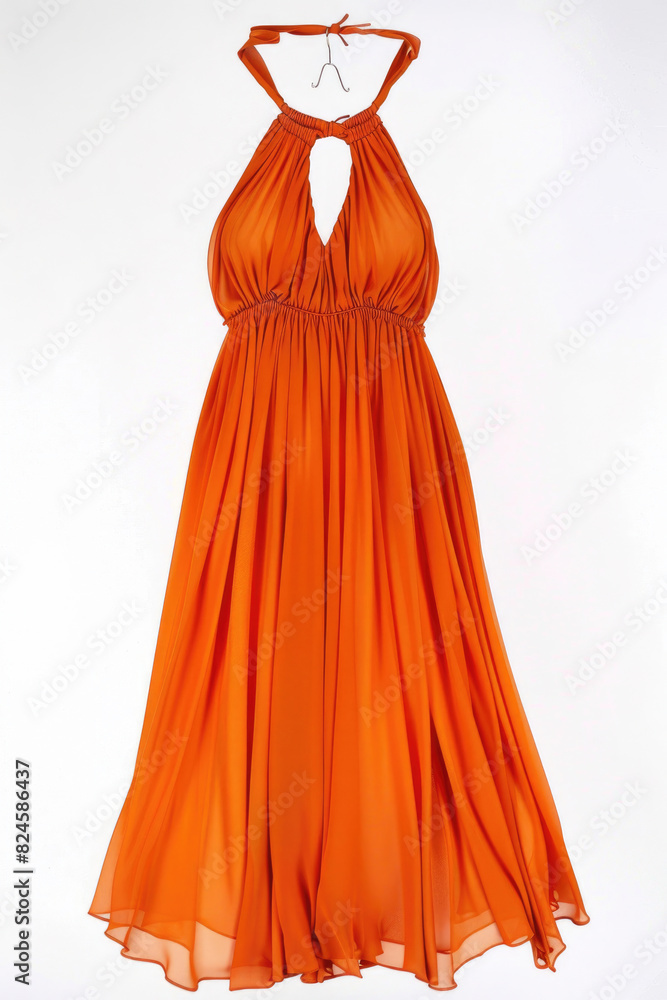 Trendy orange dress, isolated on a white background