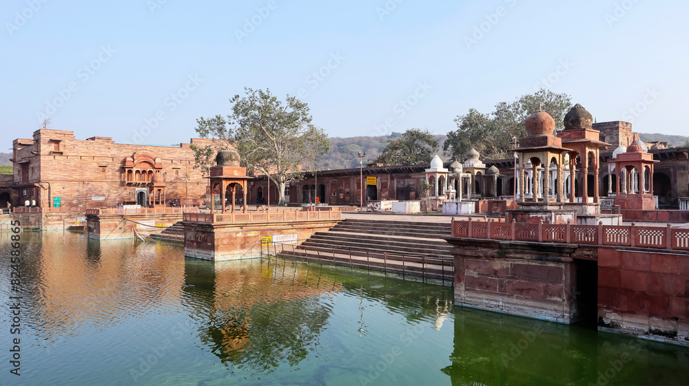 Obraz premium Ghats Around Muchkund Sarovar, Dholpur, Rajasthan, India.