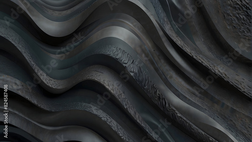 unobtrusive colorful modern curvy waves background illustration with dark slate gray, ash gray and dark gray color photo