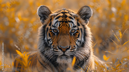 Tiger lying down in field © Reema