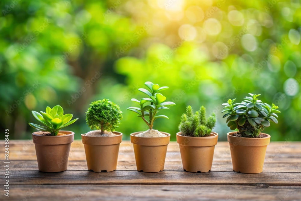Small green plant in flower pots for interior decoration with copy space Small green plant in flower pots for interior decoration with copy space