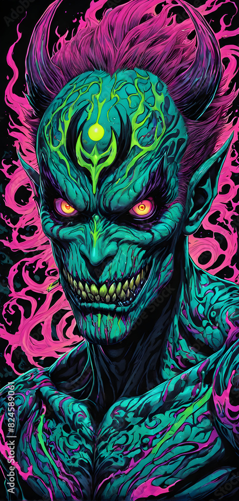 Naklejka premium acid neon manga