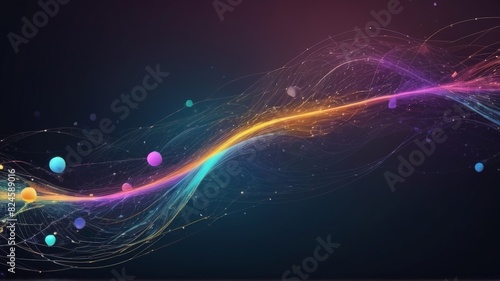 A colorful soundwave spectrum of rainbow colors, design element in concept of music, party, technology. beautiful abstract wave technology background with blue light digital effect corporate concept
