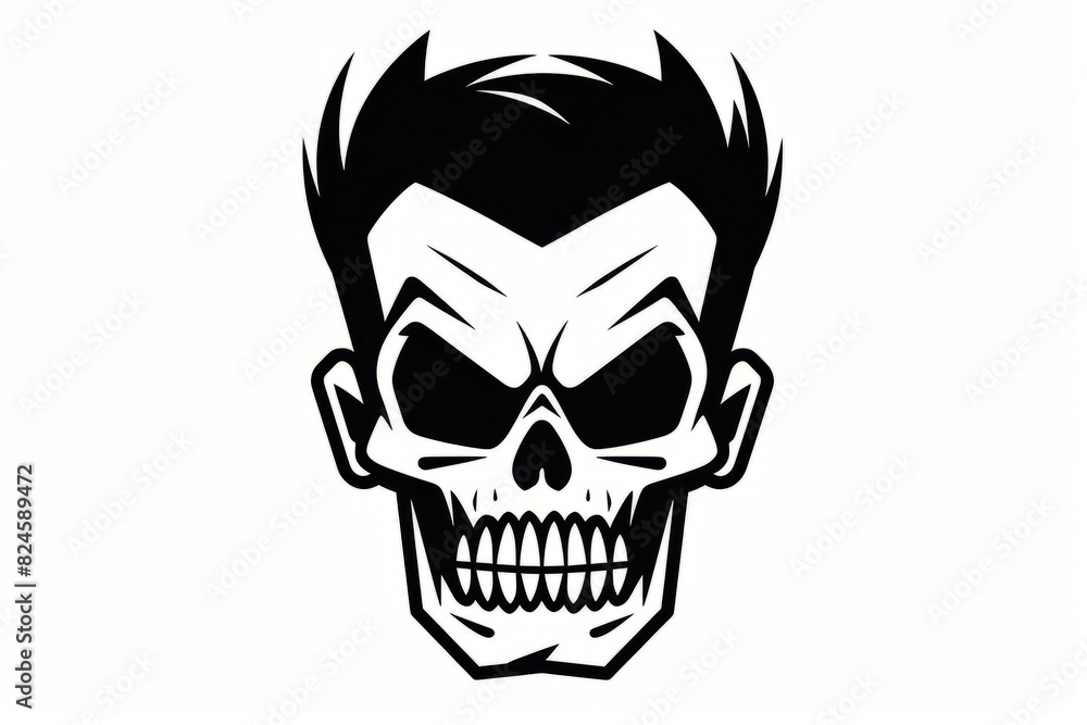 Skull with mohawk and beard with smile. Skull with mohawk and beard with smile.