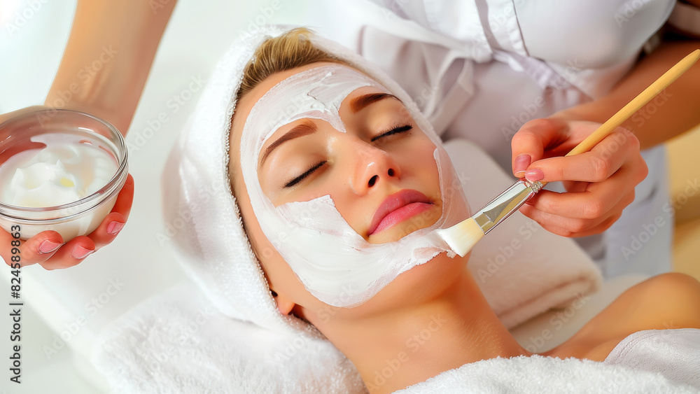 Professional Facial Mask Application for Relaxation and Skin Rejuvenation at Luxury Spa