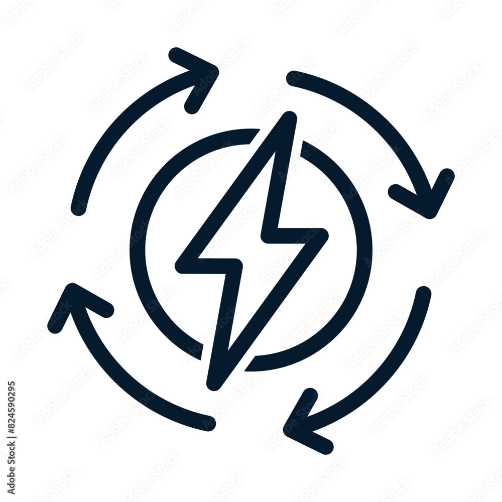 The concept of fast recharging, energy renewal. Vector linear icon isolated on white background. The concept of fast recharging, energy renewal. Vector linear icon isolated on white background.