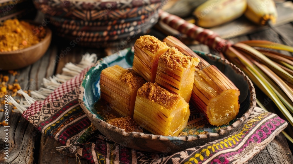 Traditional South American Food Ground Piloncillo Made from Sugar Cane Traditional South American Food Ground Piloncillo Made from Sugar Cane