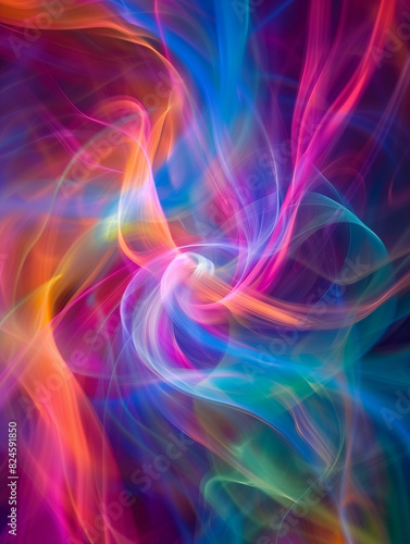 abstract colorful background with swirling colors and a black background