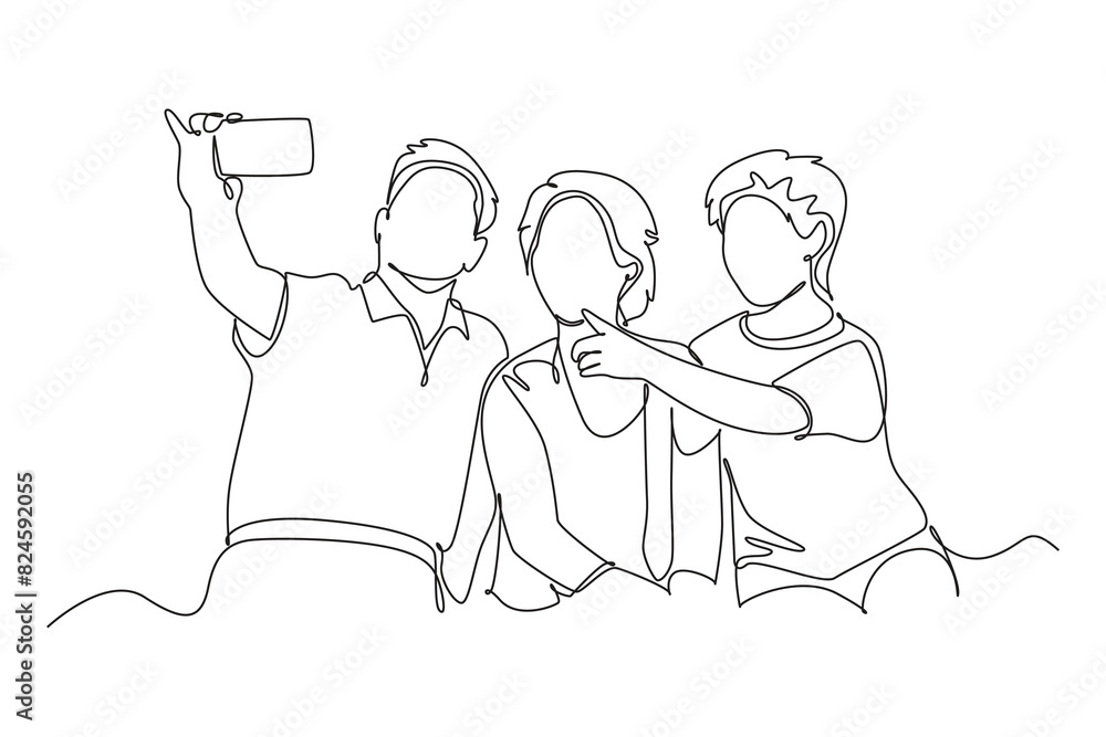 Gathering Family Concept. Single line draw design vector graphic illustration. Gathering Family Concept. Single line draw design vector graphic illustration.
