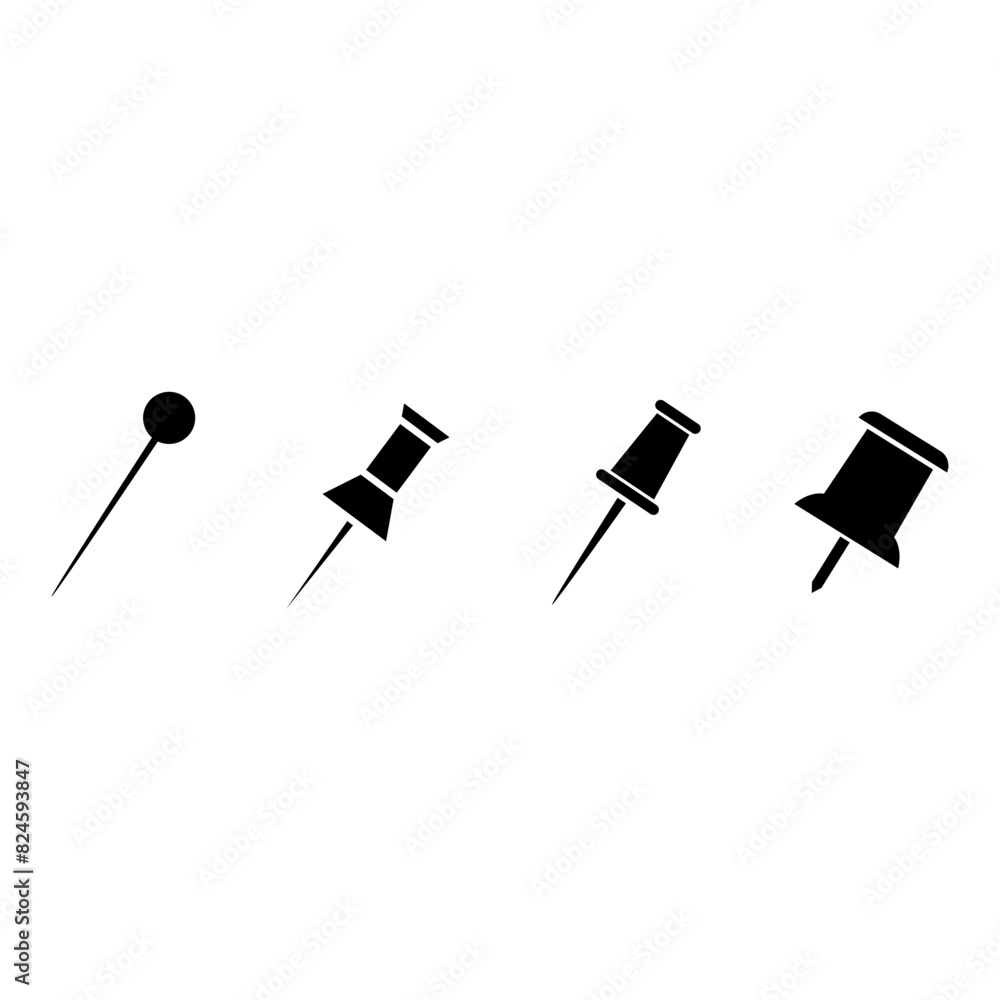 Pin icon vector set. Barrette illustration sign collection. Safety Pin symbol or logo. Pin icon vector set. Barrette illustration sign collection. Safety Pin symbol or logo.