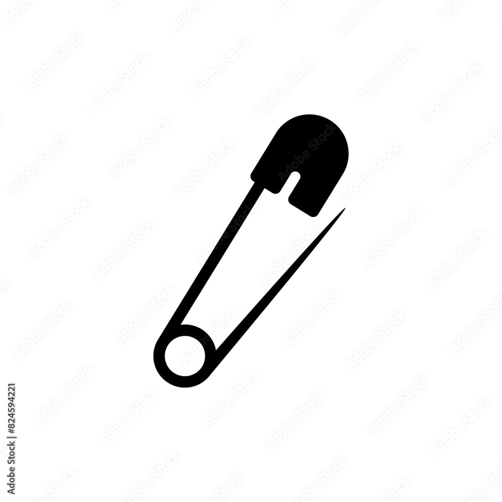 Pin icon vector. Barrette illustration sign. Safety Pin symbol or logo. Pin icon vector. Barrette illustration sign. Safety Pin symbol or logo.