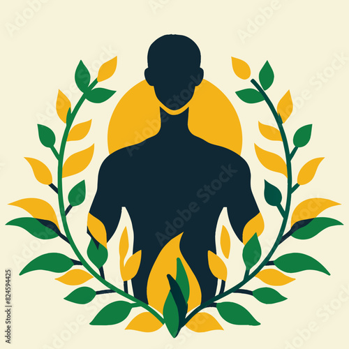 silhouette of a person with leaves