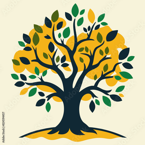 Autumn tree with leaves