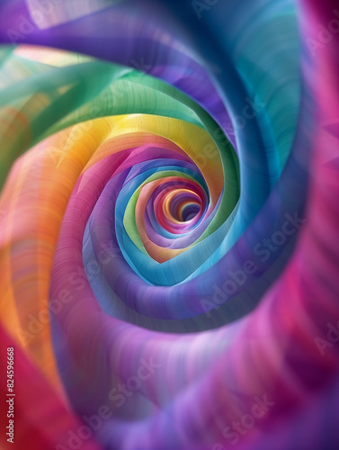 a close up of a spiral of colored paper with a black background