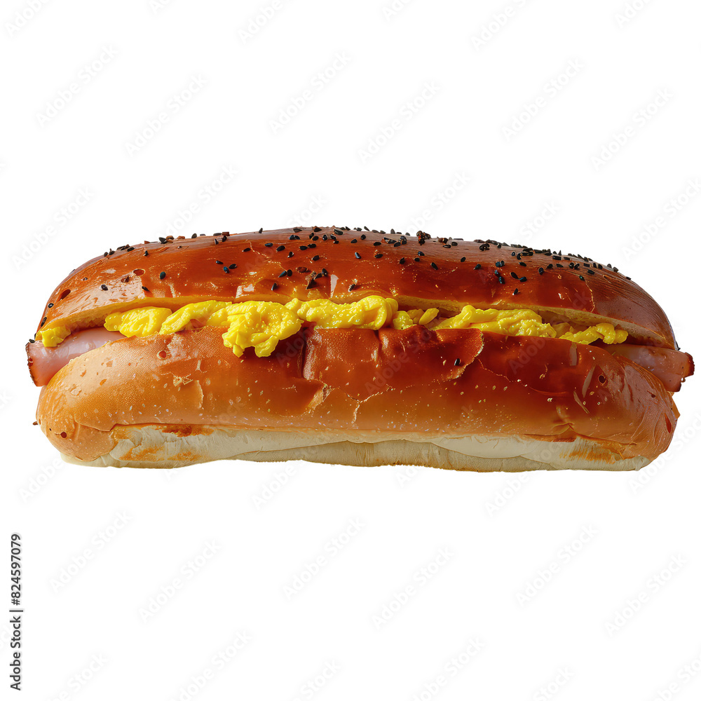 Long Bread Filled With Eggs And Meat No Background, Generative AI Long Bread Filled With Eggs And Meat No Background, Generative AI