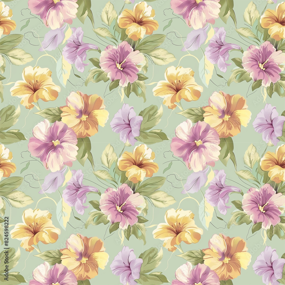 Floral variety color, form natural, seamless fabric pattern.