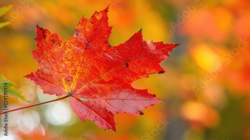 Maple Leaf Closeup with Vibrant Colours in Algonquin Provincial Park  Ontario  Canada