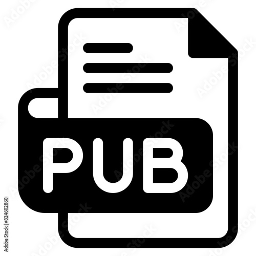 Vector Icon pub,m file type, file format, file extension, document photo