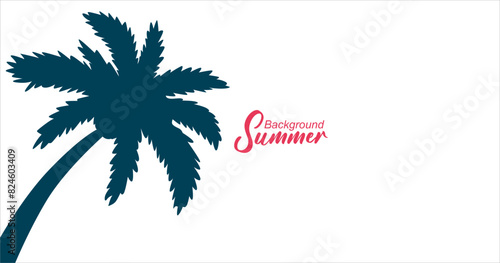 Silhouette of palm tree on white background. Vector illustration.