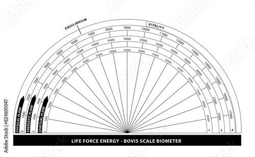 Echelle de Bovis - Mesure du Taux Vibratoire Energétique - Mesure de Vitalité - Outil de Géobiologie et Radiesthésie - Noir et Blanc photo