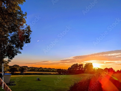 sunset on the field