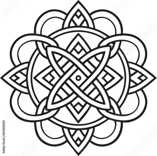 celtic knot pattern design illustration black and white
