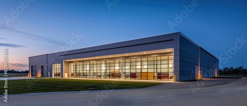 modern logistics at its finest with our warehouse building. Clear, even lighting maximizes visibility, complementing its sleek design and innovative features for optimal efficiency