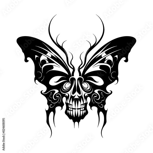 Mesmerizing Skull Butterfly Vector Image - Ideal for Edgy Tattoos, Unique Fashion Designs, and Eye-Catching Digital Art