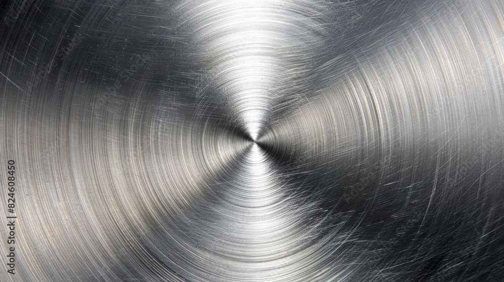 This is a photo of brushed metal surface with a shiny spot in the center. This is a photo of brushed metal surface with a shiny spot in the center.