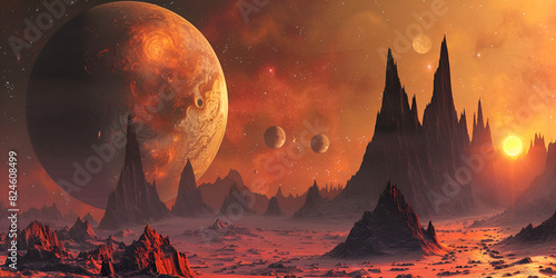 Alien wold landscape illustration background
 photo