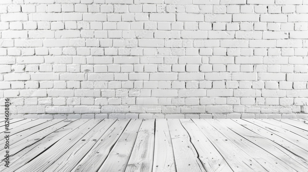 Whitewashed brick wall and wooden floor.brick wall and wood floor Whitewashed brick wall and wooden floor.brick wall and wood floor