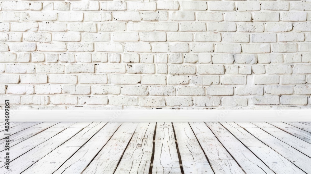 Whitewashed brick wall and wooden floor texture.brick wall and wood floor Whitewashed brick wall and wooden floor texture.brick wall and wood floor