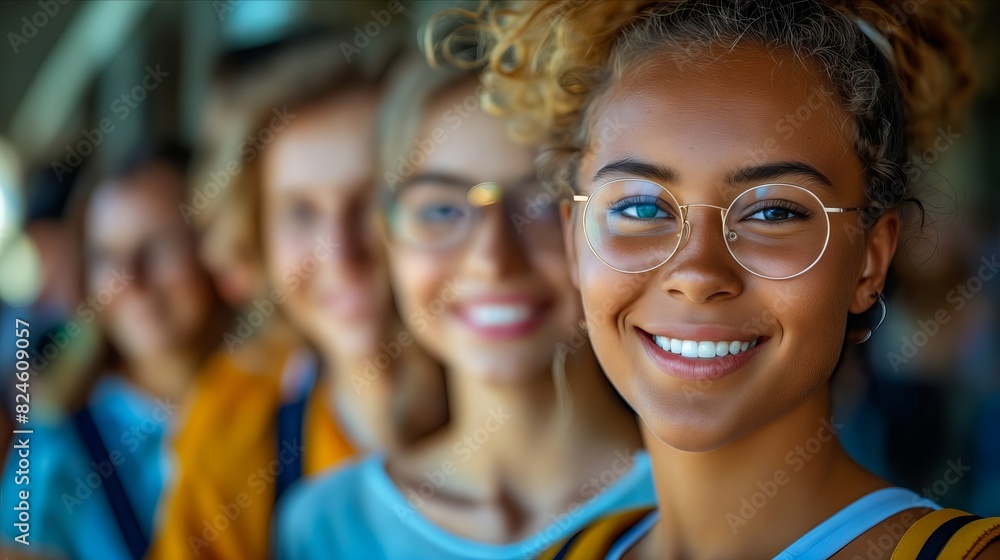 A group of young women with glasses smiling.