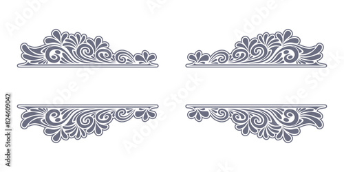 Ornament floral design element for frame, border, and wedding with vintage style