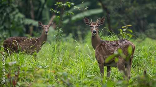 wild sambar deer in Khao Yai National park, Thailand © najeeb