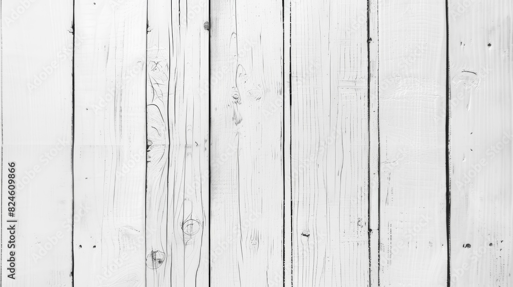 Fototapeta premium Whitewashed wooden fence panels. Rough wooden texture.