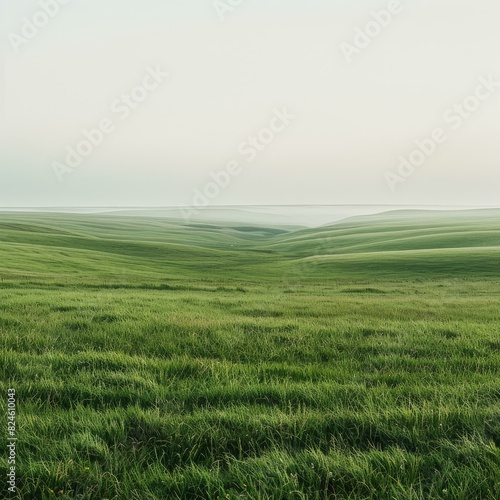 Rolling Green Hills Under a White Sky