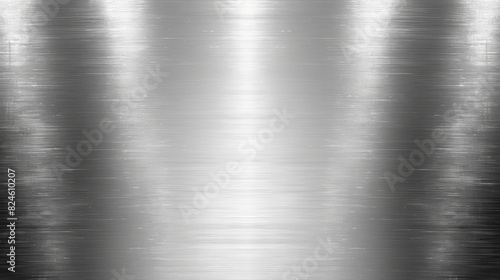 The image is a metal texture with a shiny surface. It is berwarna silver and has a smooth appearance. The metal is likely to be stainless steel or aluminum.
