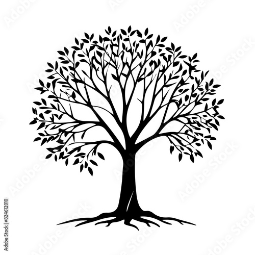 Willow tree silhouette design  logo  © world