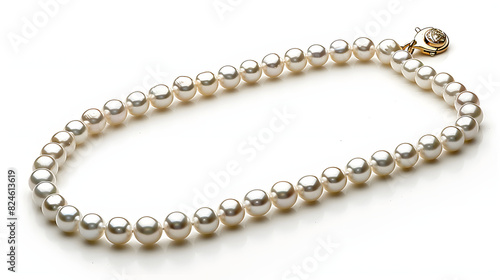 Wallpaper Mural Elegant Pearl Necklace on White Background , closeup view. Torontodigital.ca