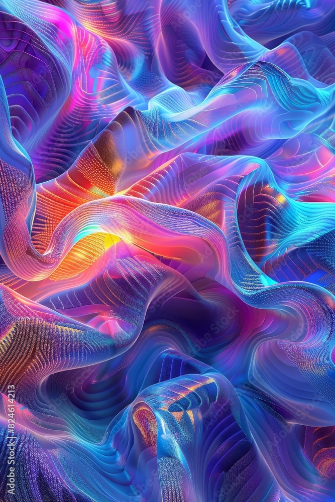 Fototapeta premium The abstract pride design features neon gradients with radiating lines and dynamic movement