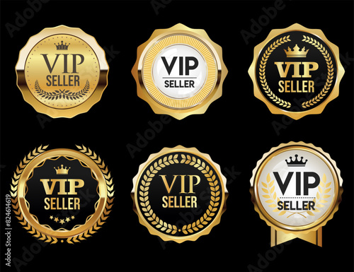 Gold white and black sale labels vintage design vector collection 