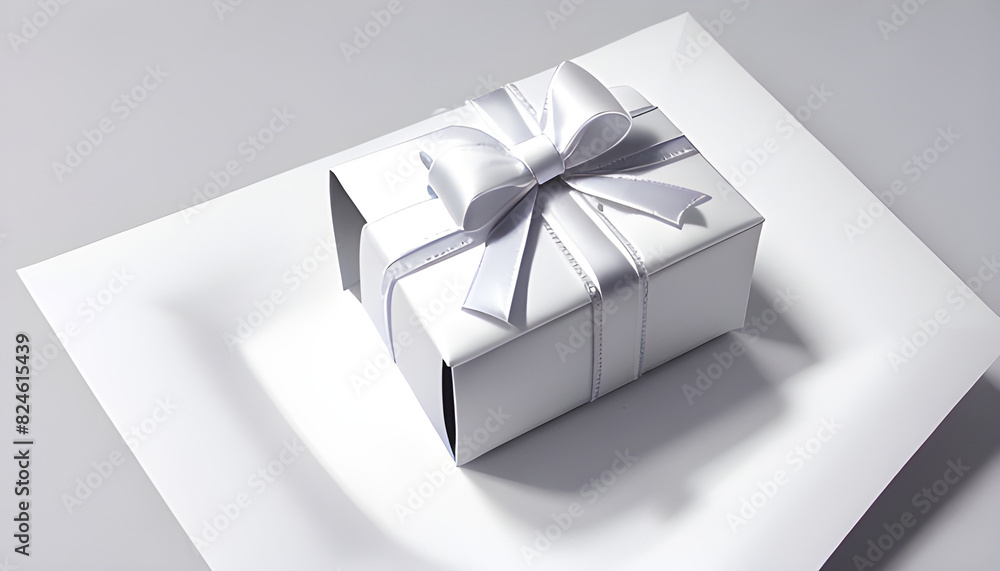 white gift box with ribbon white gift box with ribbon