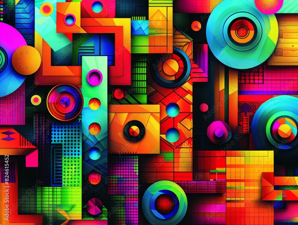 Abstract Pride Month, neon shades, geometric forms, energetic Abstract Pride Month, neon shades, geometric forms, energetic