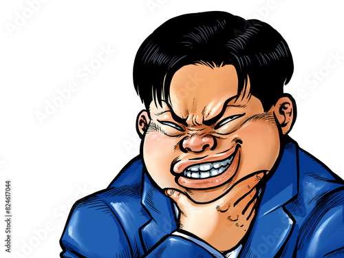 ニヤリとする太めの男性