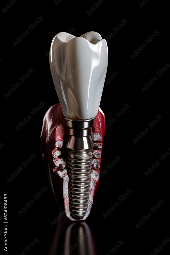 Dental implant with tooth on top of it's head. Dental implant with tooth on top of it's head.