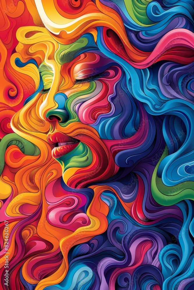 Dynamic pride illustration with bright colors, abstract design, and bold aesthetics Dynamic pride illustration with bright colors, abstract design, and bold aesthetics