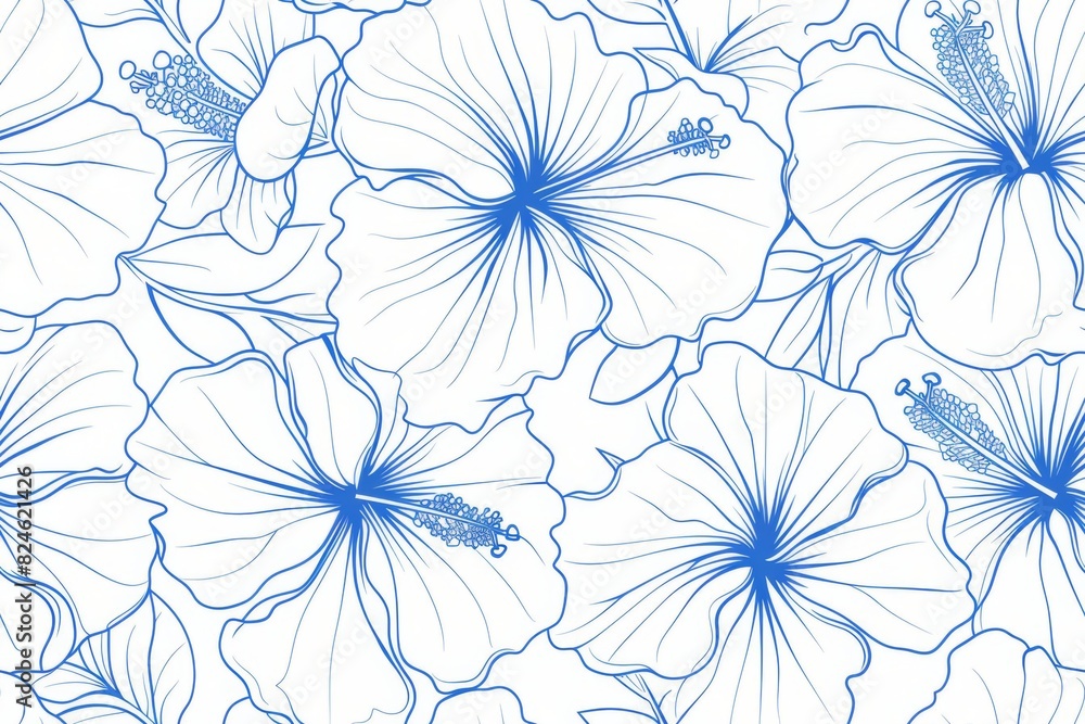 Seamless Blue Outline Hibiscus Flowers
Seamless Blue Outline Hibiscus Flowers