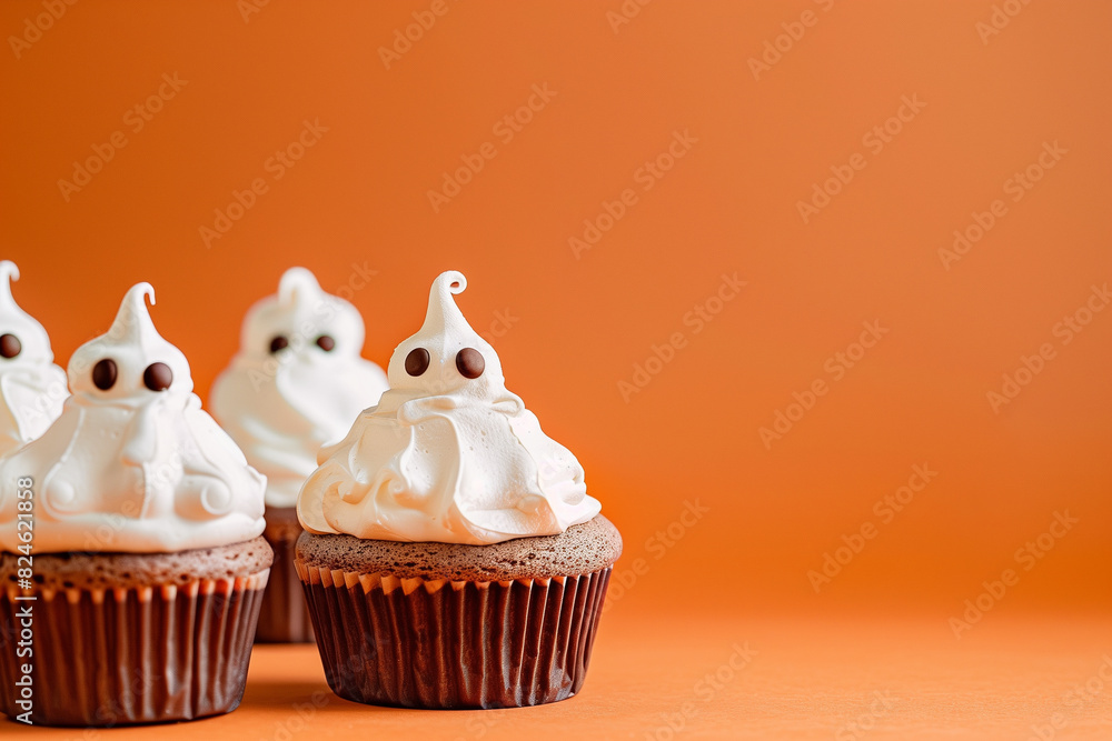 Halloween cupcake with white Fondant, Halloween concept. Halloween cupcake with white Fondant, Halloween concept.