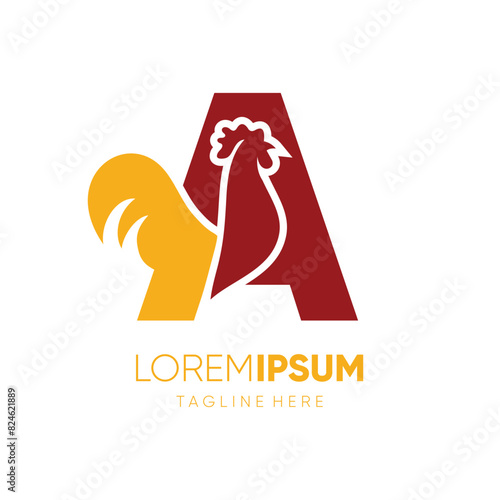 Letter A Initial Rooster Chicken Logo Design Vector Icon Graphic Emblem Symbol Illustration